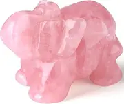 Rose Quartz Elephant Decor Pink Crystals Healing Stones Pocket Figurine Natural Crystal Statue Hand Carved Sculpture Cute Gemstone Energy Home Office Valentine's Day Desk Decoration Gifts for Women