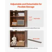 5 Tier Wooden Narrow Bookshelf Adjustable Open Bookcase Storage Unit Brown
