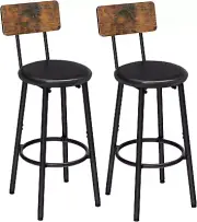 Bar Stools, Bar Stools Set of 2 with PU Upholstered, Bar Chairs with Footrest an