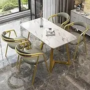 Snaweo Office Reception Room Club Table and Chair Set, Negotiation Table and Chair Set for 4, Small Conference Room Negotiation Table Sets, Marble Square Table and PU Backrest Chair 5-Piece(Dark gray)