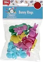 Colorful Easter Bunny Ring Party Favors - 20 Piece, Plastic, No Gemstone
