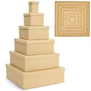 6-Pack Decorative Nested Boxes with Lids, Assorted Sizes, Square Nesting Gift...
