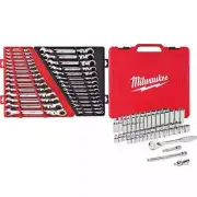 Milwaukee Ratchet + Socket Mechanics Tool Set 3/8" 90-Tooth SAE/Metric (86-Pcs)