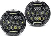 Headlights Assembly For Hummer H1 H2 (2003~2009) Front Bumper DRL Headlamp Car 7inch Halo Led Headlight Headlight Assembly(Headlight b)