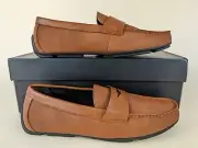 Alfani Shoes Mens 9 M Iker Penny Loafers Driver Moc Toe Brown Slip On Flats NEW