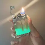 ZORRO Vintage Grinding Wheel Lighter Luminous Quicksand Rocker Transparent Fuel