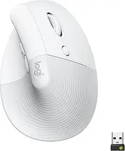 Logitech Lift Vertical Ergonomic Mouse, Wireless, Bluetooth or Logi Bolt USB Receiver, Quiet clicks, 4 Buttons, Compatible with Windows/macOS/iPadOS, Laptop, PC - White