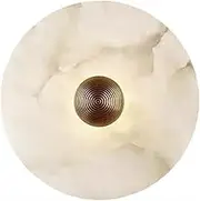 CJLWSLCO Modern Simple Creative 12W LED Wall Lamp Natural Marble Wall Sconce Alabaster Wall Light Stone Wall Sconce Round Vanity Light Fixtures Living Room Bedroom Entrance Lamp Stairs Metal Base Wall