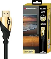 Monster 6 ft UHD Gold HDMI Cable, Supports 4K Resolution, Speeds of 60 Hz and 21 Gigabytes per Second, Compatible with OLED and QLED TVs