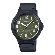 Casio Unisex Black and Green Analogue MW240-3B/MW-240-3BV