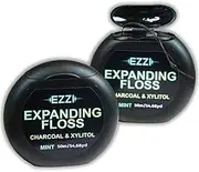 EZZI Woven Expanding Dental Floss | Naturally Waxed & Textured w/Charcoal & Xylitol To Optimally Clean Gums | Mint Flavored and 109 Yards