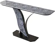 LYXWGRZD Console Table, Sofa Table with Open Shelves, Narrow Entryway Table with Curved Metal Frames, Behind Couch Table for Living Room, Hallway, Entrance(Black C,80cm/31.4in)