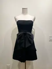 NWT $175 aidan mattox MACY'S women's black 2 bow party flare mini dress 1364DW
