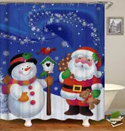 Santa Claus and Snowman Shower Curtain