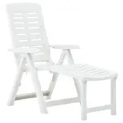 Folding Patio Lounger Durable Plastic Adjustable Backrest Garden Pool Sun Bed