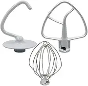 [Anlayliay] Mixer Kit for KSM150 Includes Dough Hook Wire Whip and Coated Flat Beater, 3 Pieces Stand Mixers Repair Set Compatible