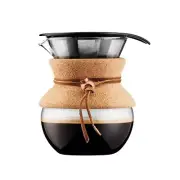 Bodum Pour Over Drip Coffee Maker 17 Ounce 0.5 Liter Cork Band Permanent Filter