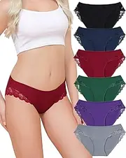 [Aijolen] Women's Cotton Lace Briefs Comfortable Hipster Panties Underwear Women Brazilian Briefs Breathable Bikini Panties Soft Pack of 6