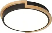 Nordic LED Ceiling Lamp Bedroom Wood Design Round Trichromatic Dimming Ceiling Lighting Fixture Macaron Energy Saving Panel Light Flush Mount Children's Room Close to Ceiling Light