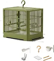 Small Bird Cage - Portable Bird Container, Birds Travel Cage, Small Birds Carrier Travel Cages, Parrot Travelcarrier, Suitable for Many Parrot, Easy to Carry, Removable Tray Hook Handle (Green)
