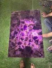 Amethyst Stone Slab, Natural Purple Quartz Stone Coffee Slab, Center Sofa Slab