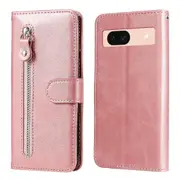 For Google Pixel 8a Zipper Case Leather Phone Cover In Calfskin Design