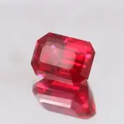 Blood Red 9.27 Ct Mozambique Ruby Emerald Cut Loose Gemstone Unheated AAA