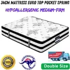 Giselle Bedding 34cm Mattress Euro Top Pocket Spring Hypoallergenic Double Size