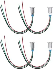 Indicator Light, 12-24V 4 Sets Pre Wired 10mm 2 Color Common Cathode Design with Compression Nuts Led Dash Lights Indicator Lights for Automotive and Industrial Use (Red