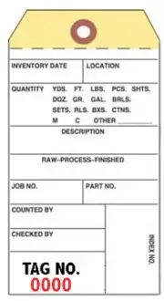 INVENTORY TAGS - 2-Part Carbonless NCR, 3-1/8" x 6-1/4", Box of 500 (Numbered)