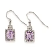 Sterling Silver Diamond and Pink Quartz Earrings