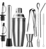 24oz Cocktail Shaker Set 9 Piece Bartender Kits Bar Tools Perfect for Drink M...
