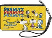 [Buckle-Down] Peanuts Wallet, Zip Clutch, Peanuts Gang Featuring Good Ol Charlie Brown Poses Yellow, Canvas, Yellow, SMALL
