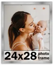 24x28 Frame Stainless Steel Silver Picture Frame Photo Frame UV Acrylic