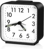 No Ticking Alarm Clock for Bedroom, Silent Analog Alarm Clock, Battery Operated