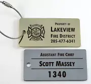 Custom Firefighter / EMT Equipment Tag w/Stainless Cable Loop - Free Engraving