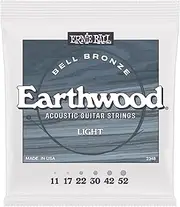 Ernie Ball Light Earthwood Bell Bronze Acoustic Guitar Strings 11-52