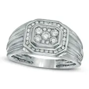 Men's 0.50 CT. T.W. Natural Diamond Octagonal Ring in Solid 10K White Gold