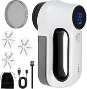 GUPAY Electric Lint Remover Fabric Shaver Rechargeable Blanket with 3-Speeds and 6-Leaf Blades Led Digital Display Fuzzs Pills Bobbles Trimmer Sweater Defuzzer for Clothes,Furniture,Couch
