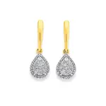 9ct Gold Diamond Pear Shaped Drop Earrings