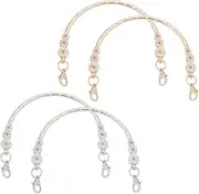 SUPERFINDINGS 4Pcs 5Inch Purse Bag Handle 2 Color Replacement Metal Purse Handles Iron Semicircle Purse Handles Frame Half Round with Floral Pattern for Purse Making Handbag Making,5x4.2Inch