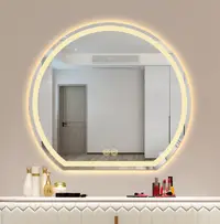 在飛比找松果購物優惠-化妝鏡 壁掛鏡 半圓鏡 智能浴室鏡 衛生間led燈觸摸屏鏡梳