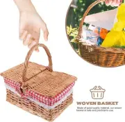 Woven Baskets with Handles Picnic Storage Basket with Lid Farmho Picnic Baskets