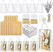 Kochorie 6 Sets Baby Shower Prizes for Game Winners Square Bamboo Cheese Board Gift with Knives Spoons Gift Bags Kitchen Towels Bridal Shower Party Favors for Guests