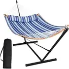 Double Hammock with Stand Included, Portable Hammock with Stand A-blue Stripe