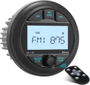 Waterproof Marine Gauge Stereo Receiver - Bluetooth Boat AM FM Radio - 2.8 In...