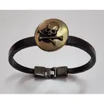 二手真皮骷顱頭圖案手環SKULL AND BONES LEATHER BRACELET