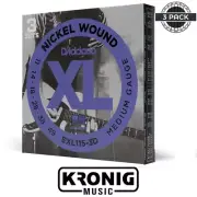 D'Addario EXL115 Electric Guitar Strings XL 11-49 Medium/Blues-Jazz 3 Pack