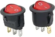 CZKE 2PCS KCD1 3Pin ON/Off Car 220V/12V Red Round Rocker Dot Boat LED Light Toggle Switch SPST Light Switch(2PCS Mix and Match,12V)