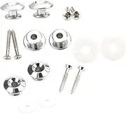 Tadill Guitar Strap Buttons Straplocks for Electric Bass Guitar Modern with Screws Washers Components Anti Slip End Pins Strap Locks, Silver White